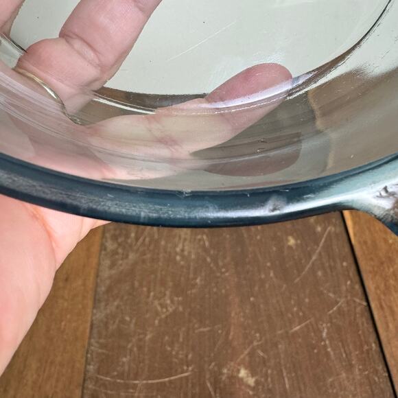 Vintage 1940s Pyrex Flameware C-R 817 B Blue Tint Pan Skillet Bowl USA - Picture 7 of 9